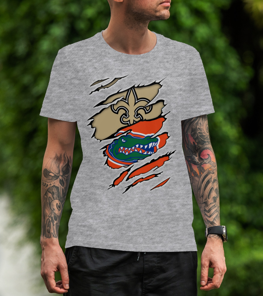 Saints Gators Fleur-De-Lis And Gator Clash Tribute T-Shirt