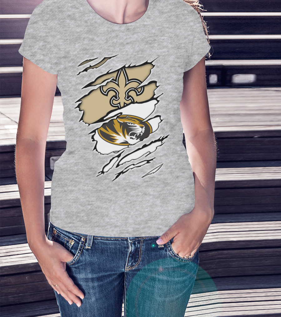 Saints New Orleans Fleur-de-Lis Missouri Tigers T-Shirt