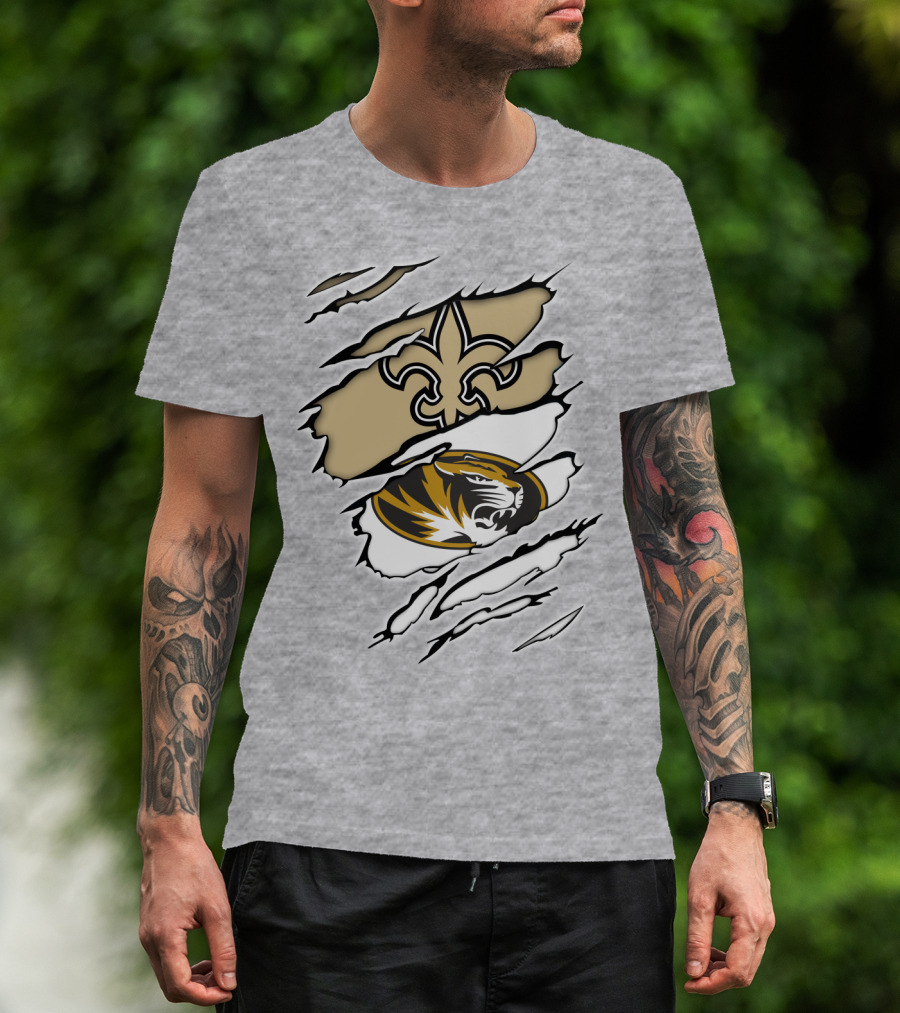 Saints New Orleans Fleur-de-Lis Missouri Tigers T-Shirt