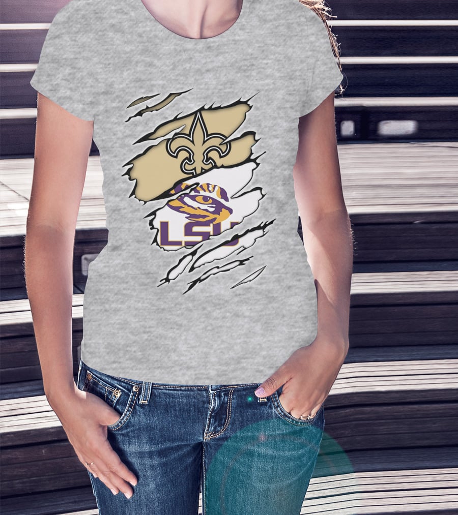 New Orleans Saints Lsu Tigers Claw Logo Fusion T-Shirt