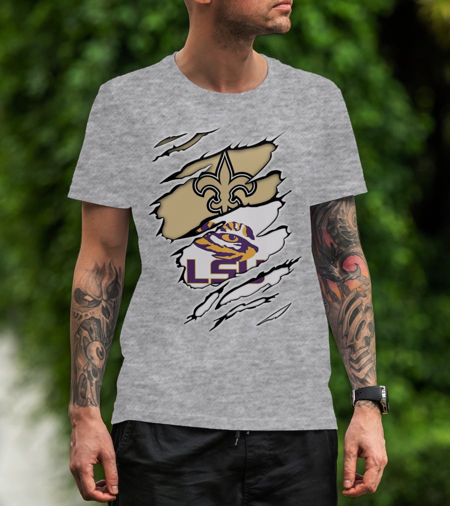 New Orleans Saints Lsu Tigers Claw Logo Fusion T-Shirt