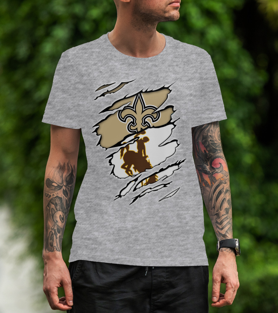 Saints Wyoming Fleur-de-Lis Rodeo Rider Tear T-Shirt