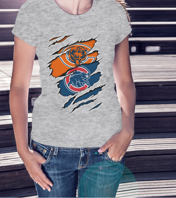 Chicago Bears Cubs Claw Marks Sports T-Shirt