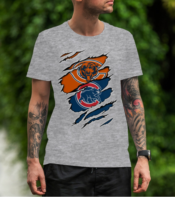 Chicago Bears Cubs Claw Marks Sports T-Shirt