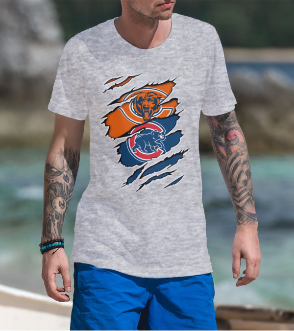 Chicago Bears Cubs Claw Marks Sports T-Shirt