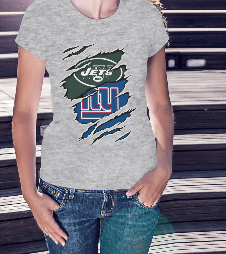 New York Jets Giants Football Rivalry Claw Marks T-Shirt