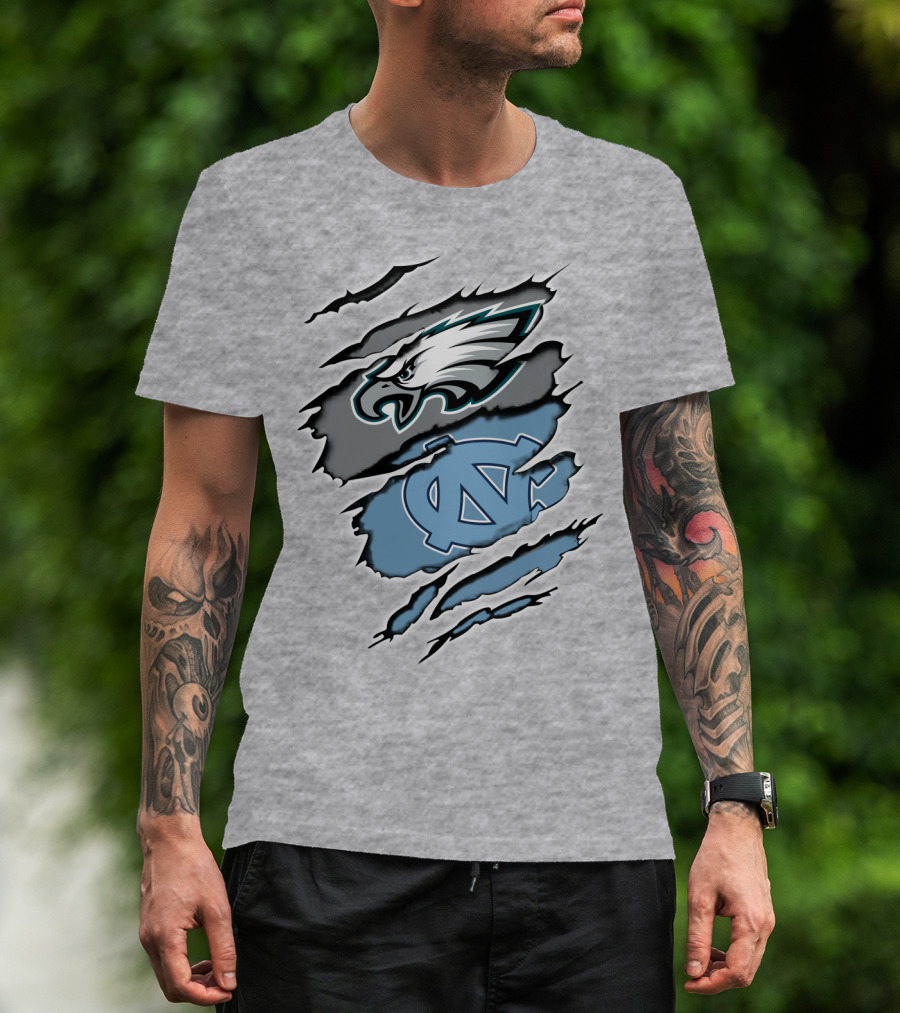 Philadelphia Eagles Unc Tar Heels Claw Marks Logo Mix T-Shirt