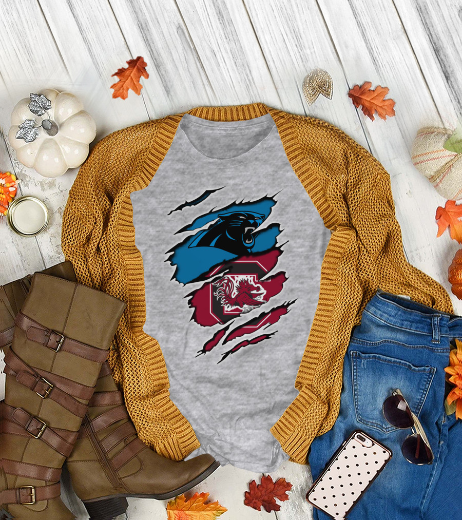 Panthers Gamecocks Clawmarks Logo Fusion T-Shirt