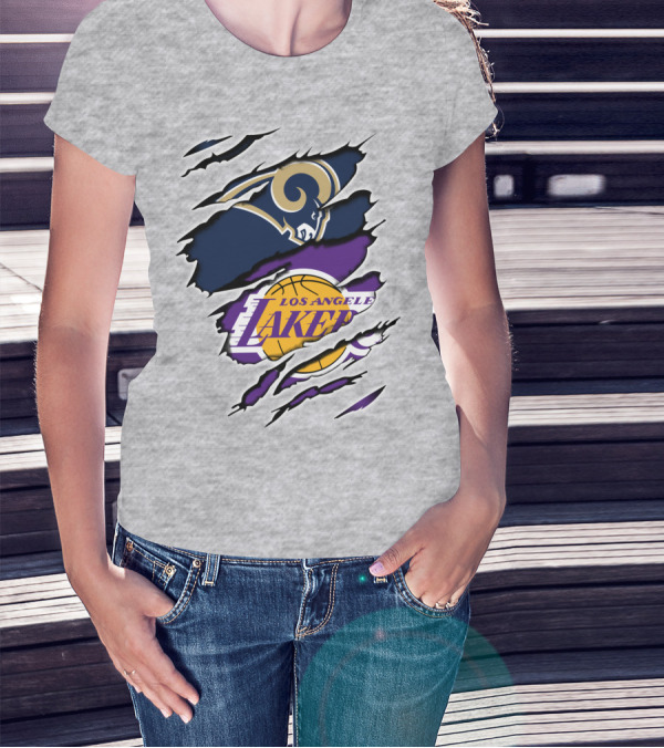 Los Angeles Rams Lakers Dual Logo Collaboration T-Shirt