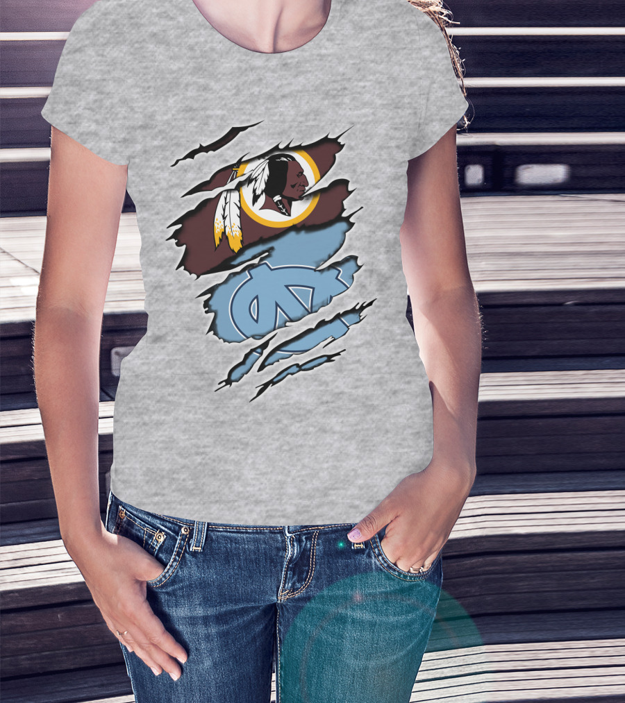 Redskins Tar Heels Logo Mashup T-Shirt