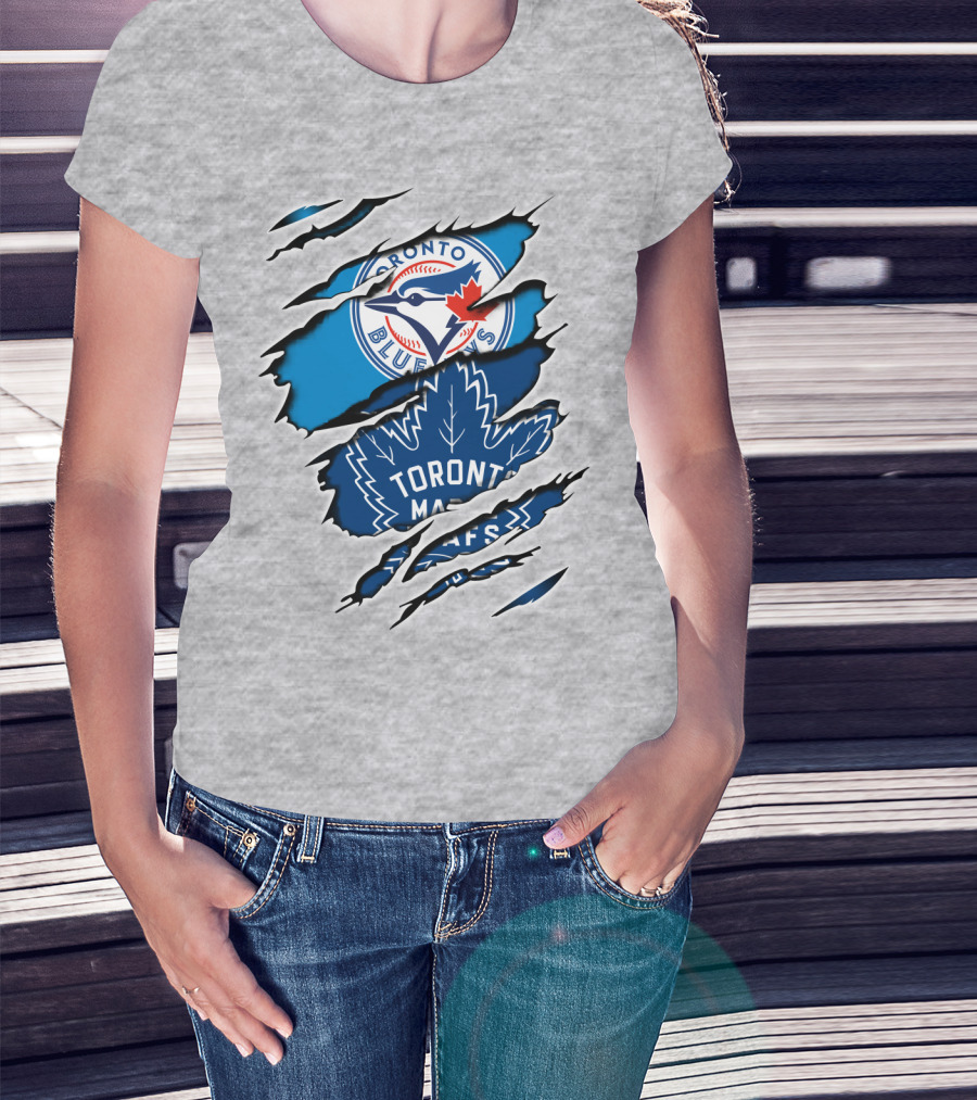 Toronto Blue Jays Maple Leafs Dual Logo Overlap T-Shirt