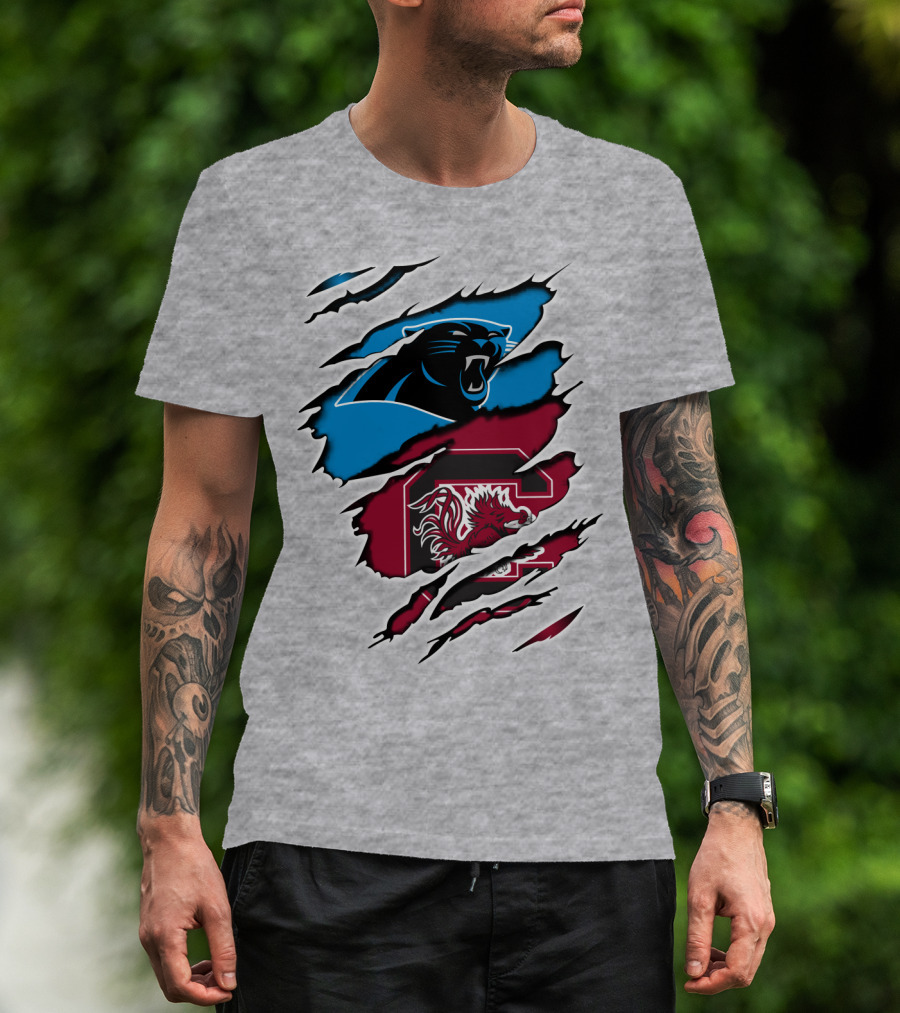 Panthers Gamecocks Team Spirit Claw Marks Logo Fusion T-Shirt