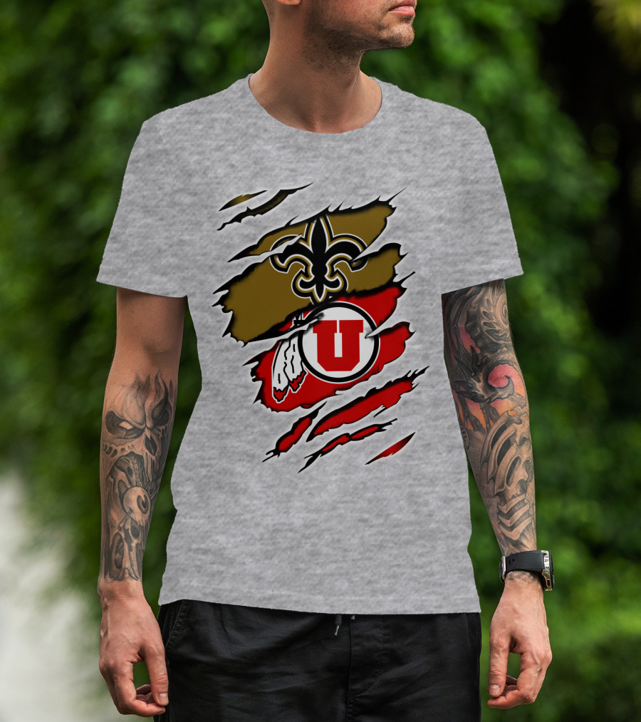 New Orleans Saints Utah Utes Torn Claw T-Shirt
