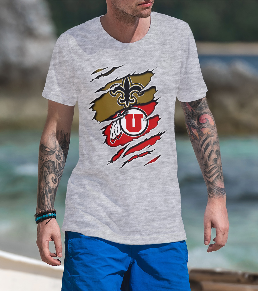New Orleans Saints Utah Utes Torn Claw T-Shirt