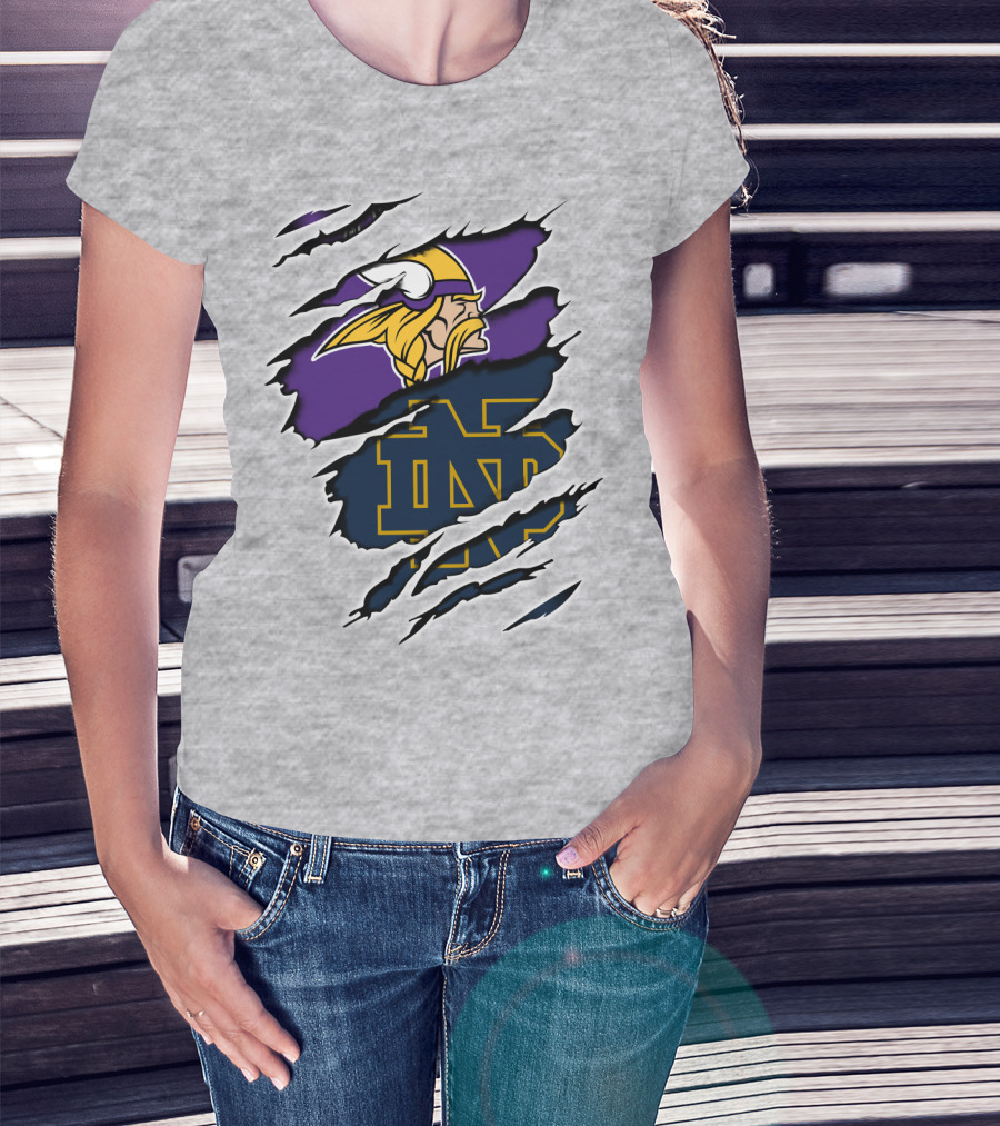 Vikings Notredame Nd Logo Collaboration Vikings_Unleashed T-Shirt