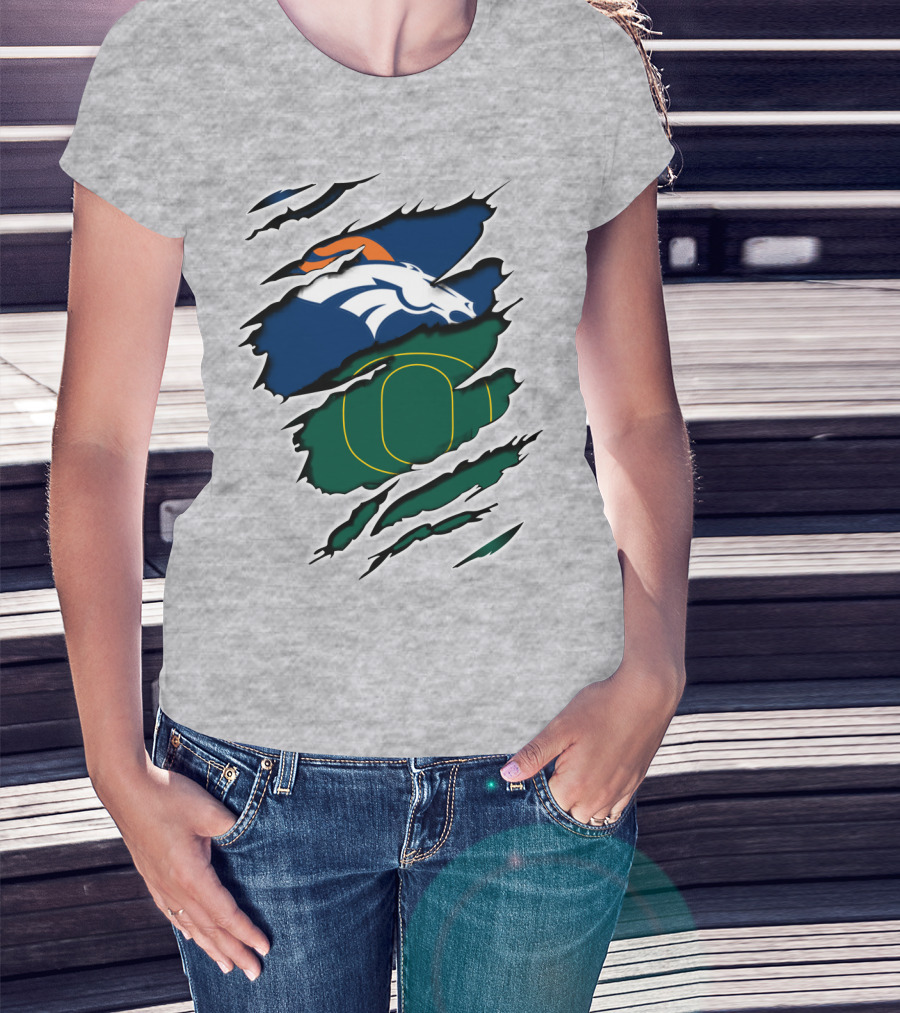 Broncos Ducks Layered Tear Concept T-Shirt