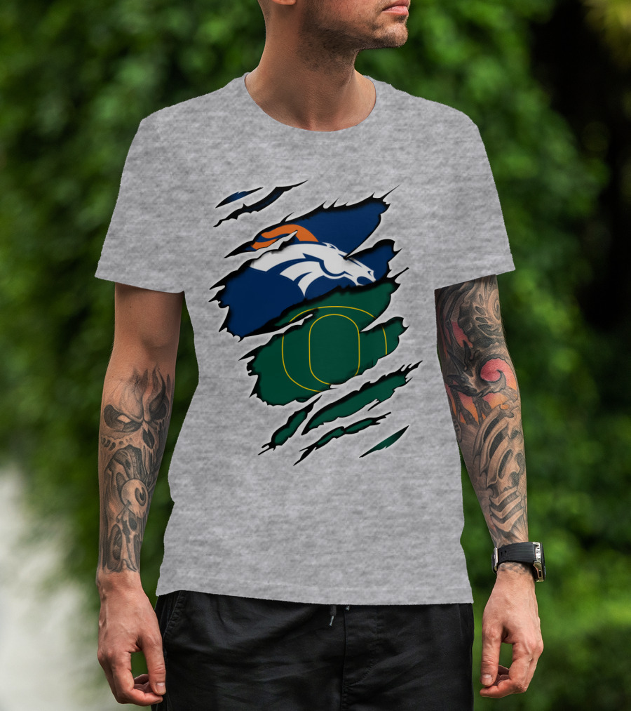 Broncos Ducks Layered Tear Concept T-Shirt