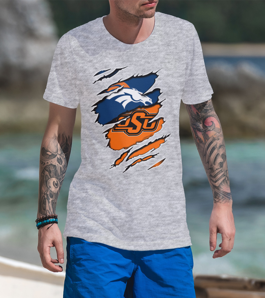 Broncos Osu Football Crossover Pro College Logos Integration T-Shirt