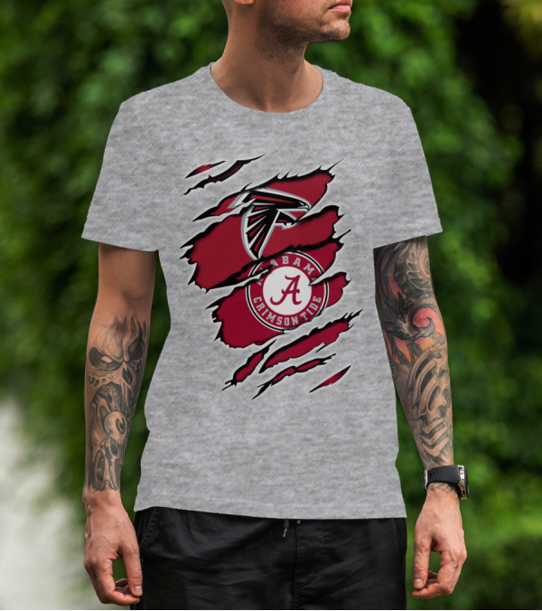 Alabama Crimson Tide Falcons Logo Torn T-Shirt