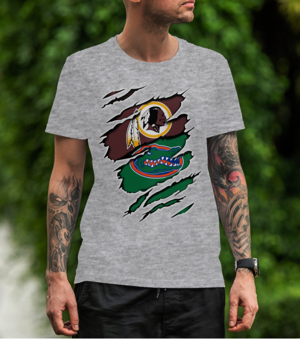 Redskins Gators Logos Claw Marks T-Shirt