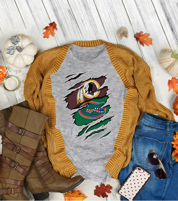 Redskins Gators Logos Claw Marks T-Shirt