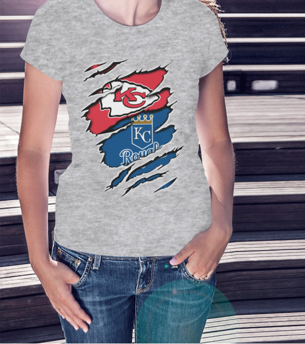 Chiefs KC Royals Logo Rip T-Shirt