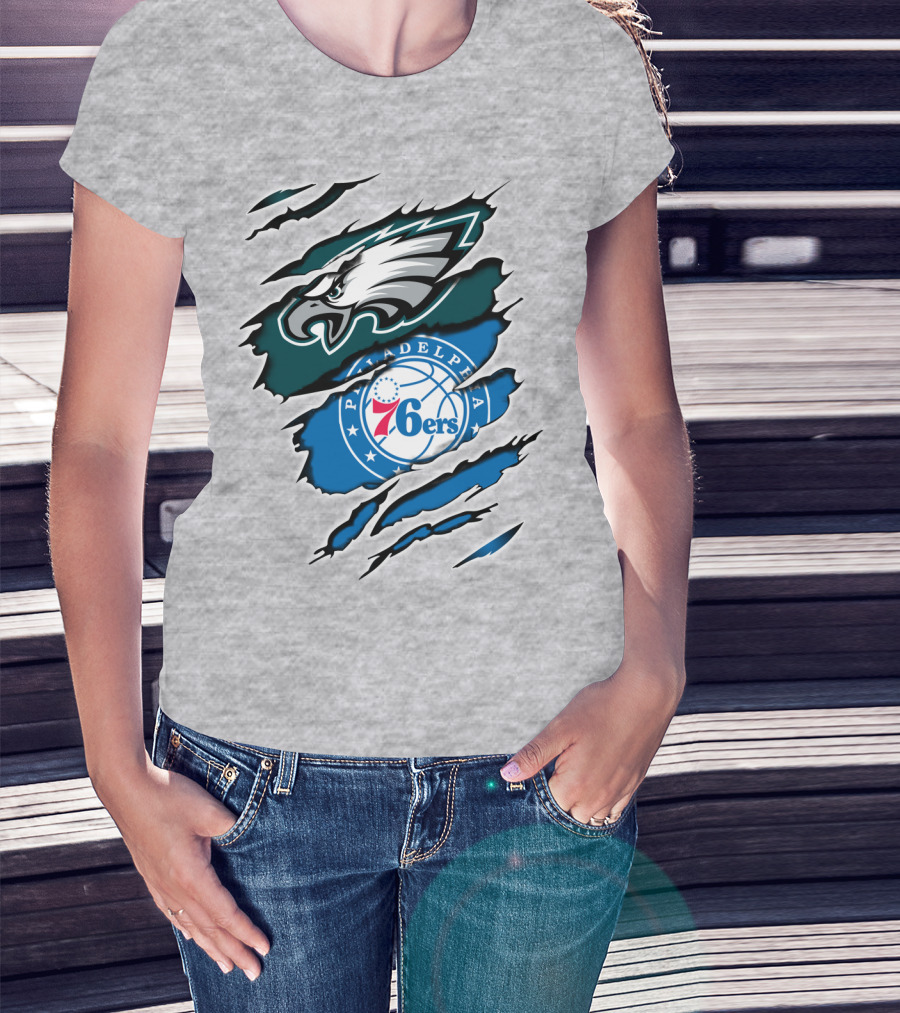 Philadelphia Eagles 76ers Rip Claw T-Shirt