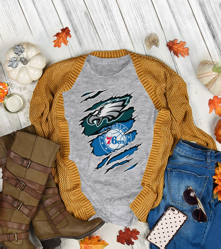 Philadelphia Eagles 76ers Rip Claw T-Shirt