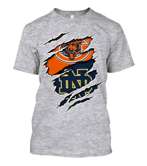 Bears Notredame Bears Notredame Chicago Bears Notre Dame Logo Combo T-Shirt