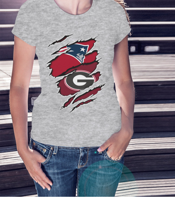 Patriots Bulldogs New England Georgia Fans Mashup T-Shirt