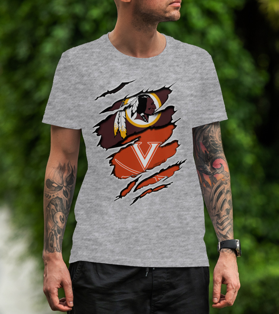 Redskins Cavaliers Virginia Sports Logo Combination T-Shirt