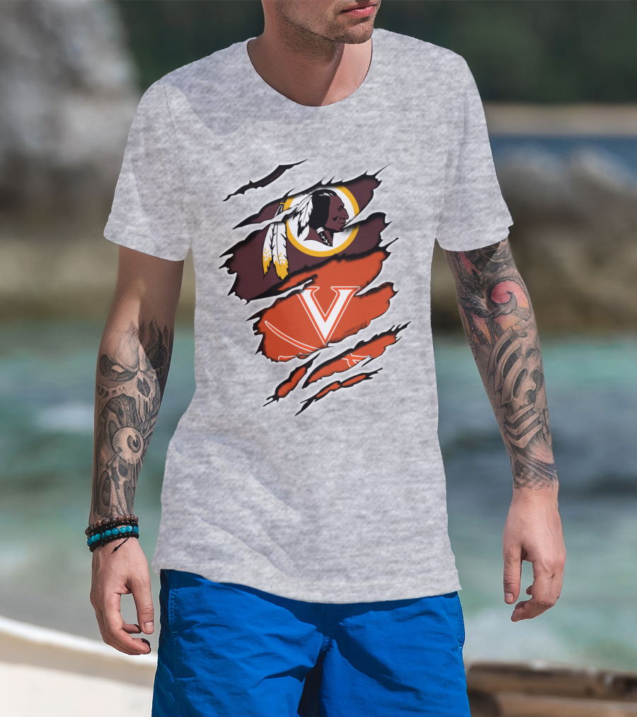 Redskins Cavaliers Virginia Sports Logo Combination T-Shirt