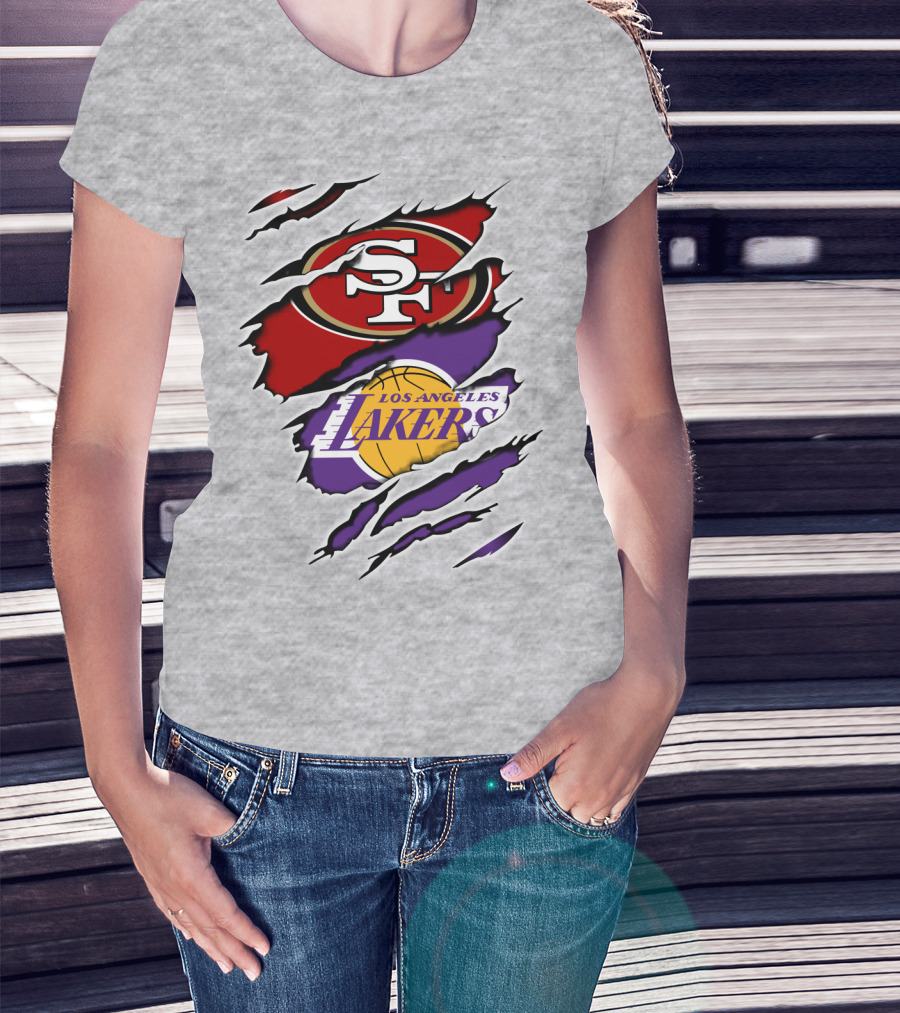 49ERS SF Los Angeles Lakers Logo Mashup T-Shirt