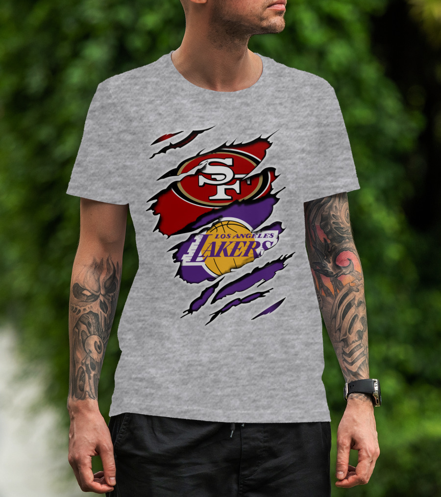 49ERS SF Los Angeles Lakers Logo Mashup T-Shirt