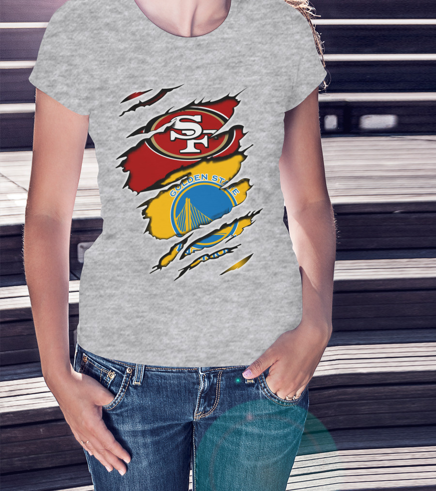 49ERS Golden State Warriors SF Logo Tear T-Shirt
