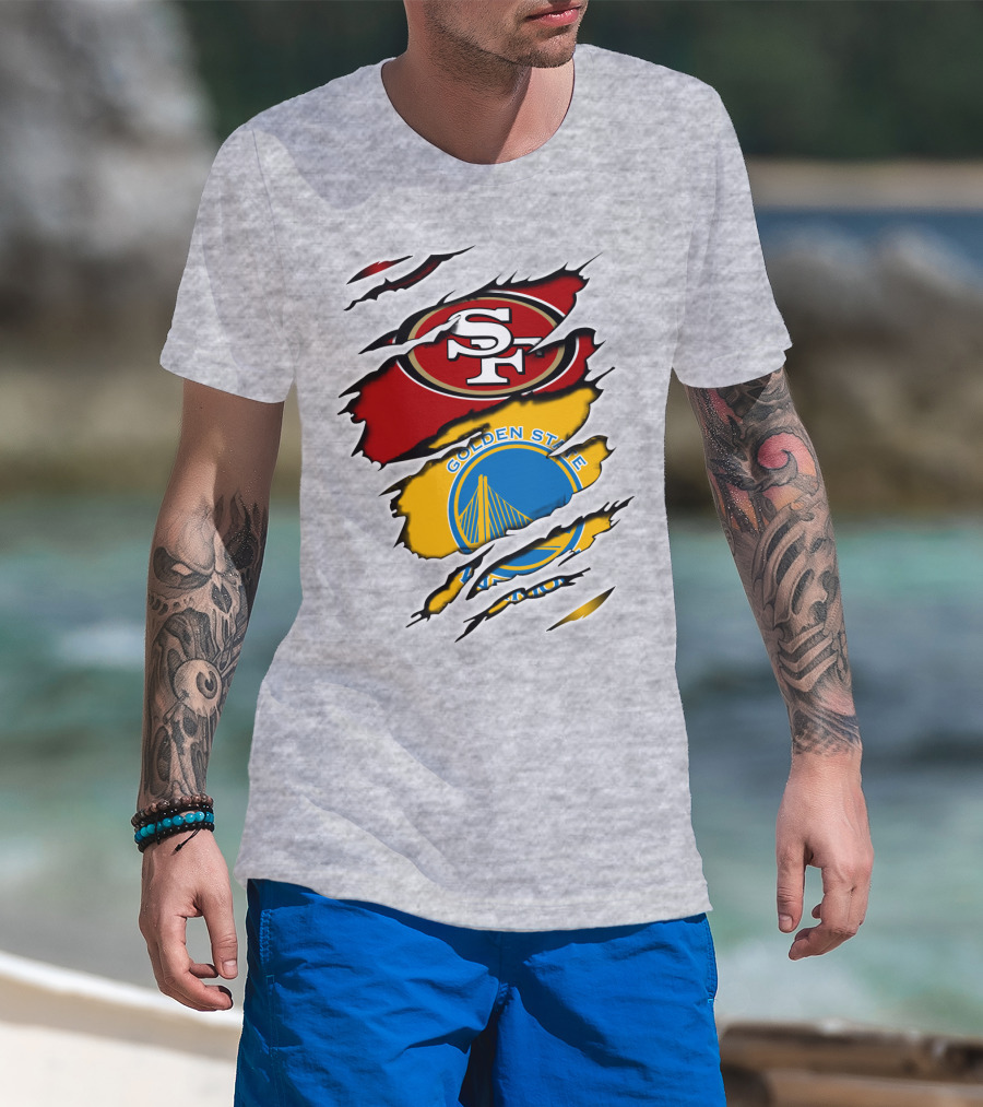 49ERS Golden State Warriors SF Logo Tear T-Shirt