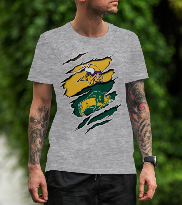 Vikings Logo With Bison Imagery Dakota T-Shirt