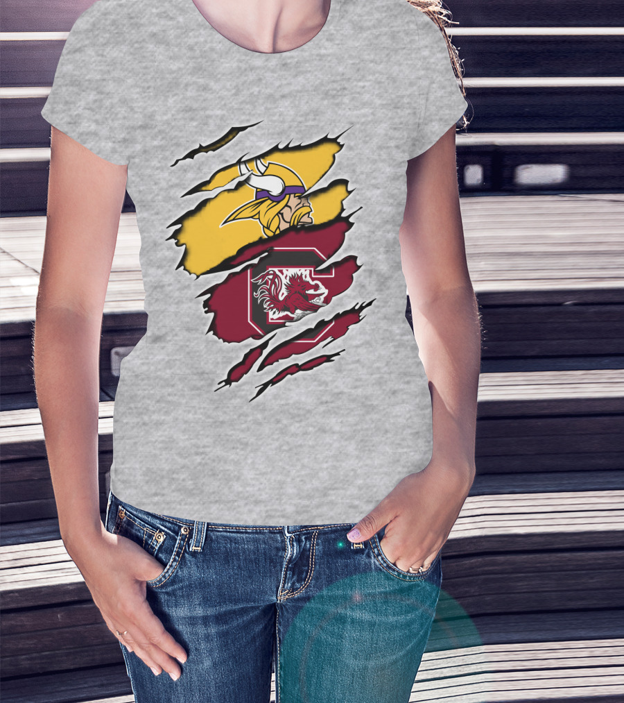 Vikings Gamecocks Merge NFL Minnesota And NCAA South Carolina T-Shirt