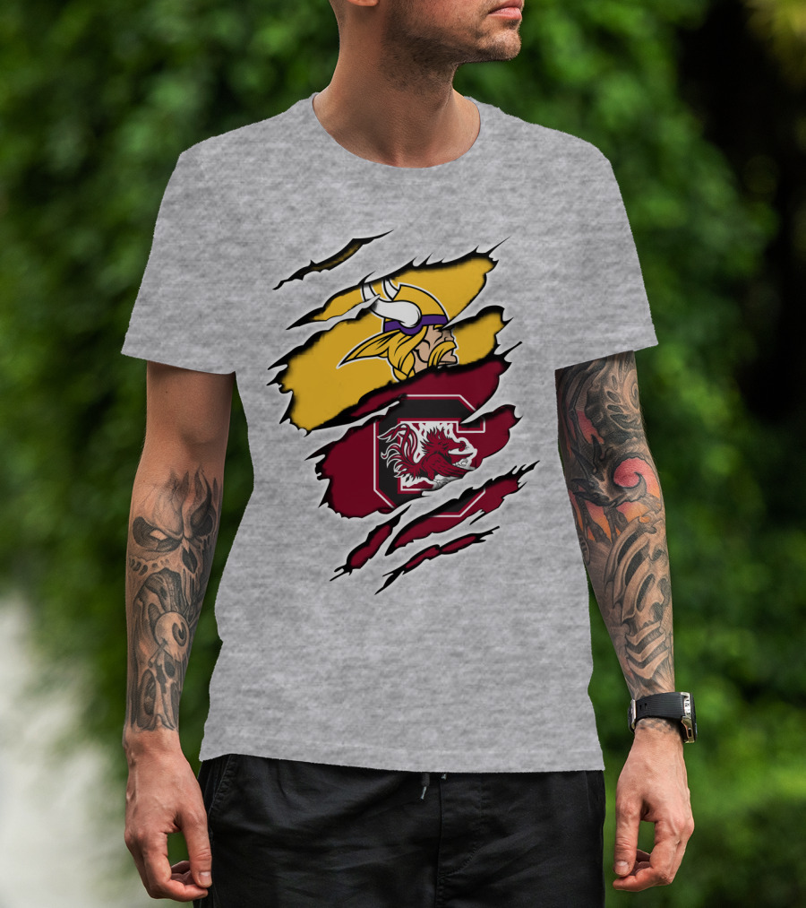 Vikings Gamecocks Merge NFL Minnesota And NCAA South Carolina T-Shirt