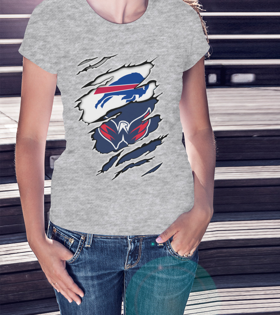 Buffalo Bills Washington Capitals Ripped Claw Marks T-Shirt
