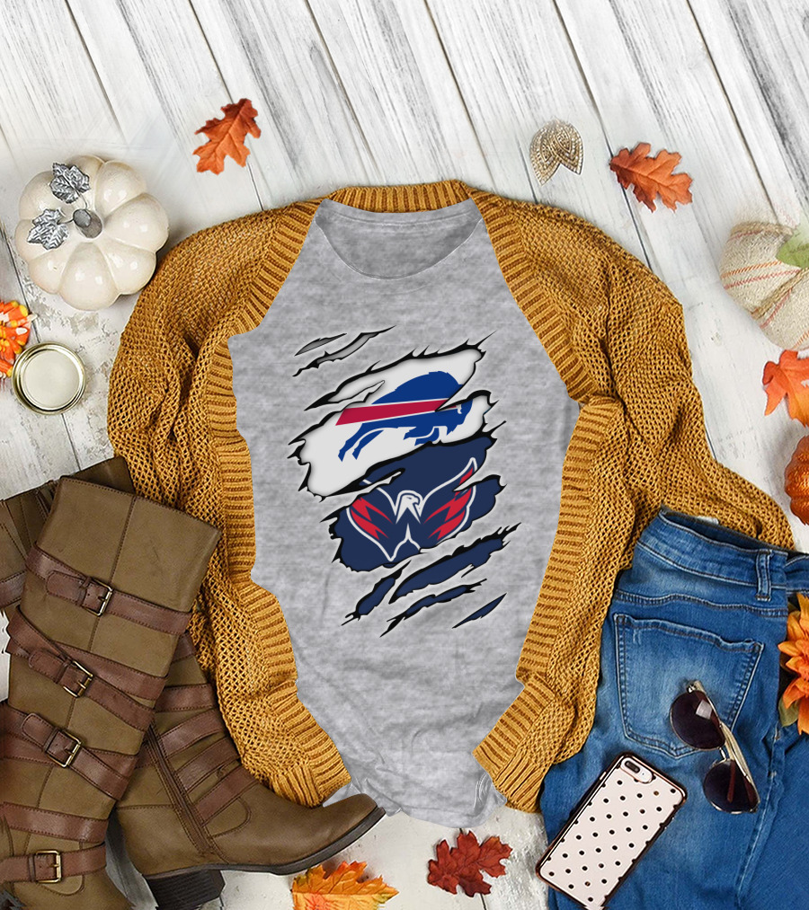 Buffalo Bills Washington Capitals Ripped Claw Marks T-Shirt