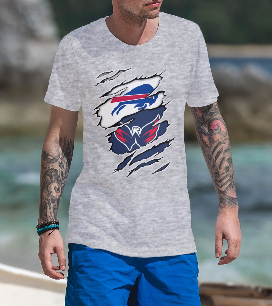 Buffalo Bills Washington Capitals Ripped Claw Marks T-Shirt