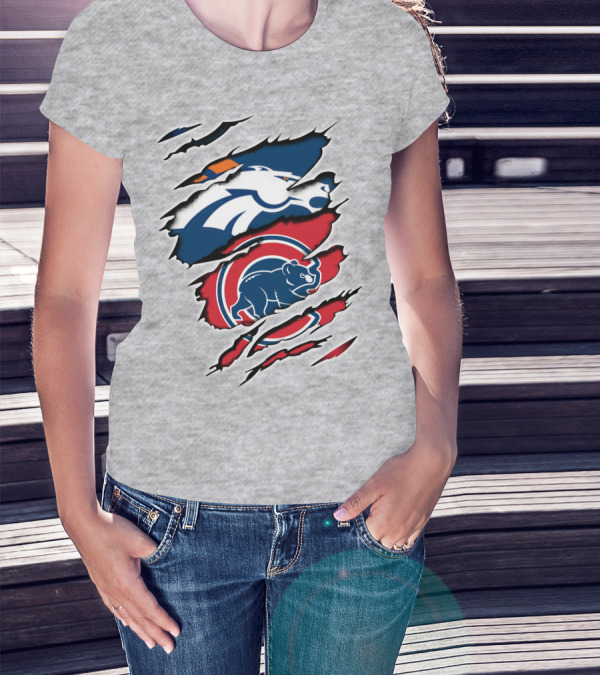Broncos Cubs Scratching Logos Fusion T-Shirt