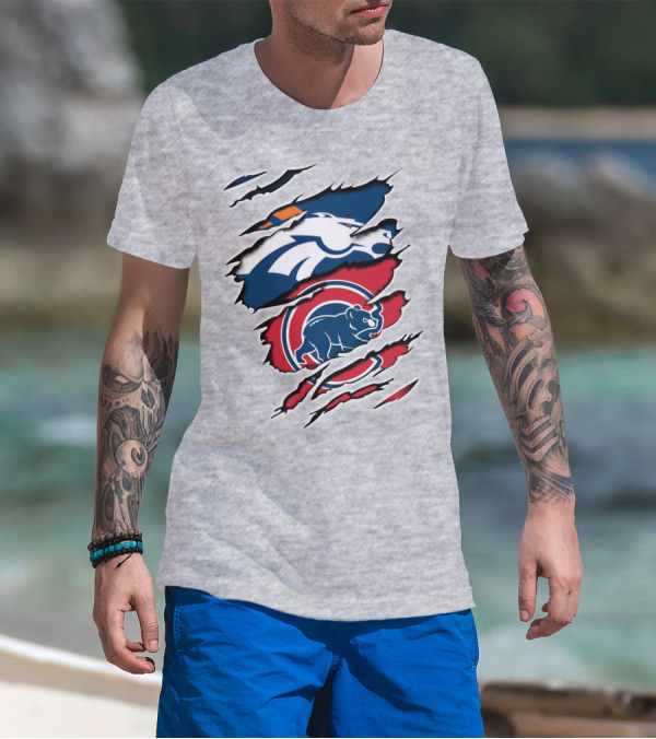 Broncos Cubs Scratching Logos Fusion T-Shirt