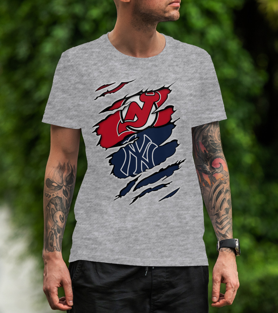 New Jersey Devils New York Yankees Fan Crossover T-Shirt