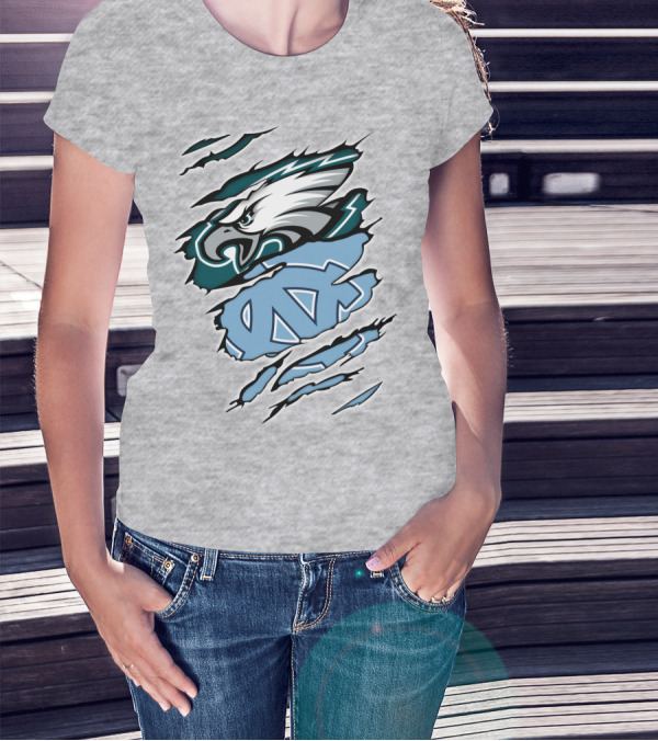 Philadelphia Eagles North Carolina Tar Heels Logo Fusion T-Shirt