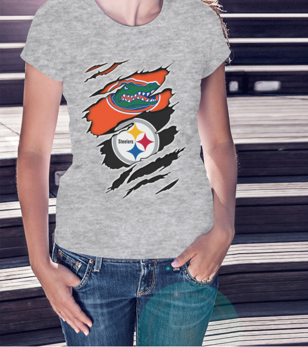 Gators Steelers Florida Football Team Ripped T-Shirt