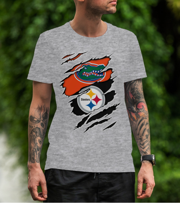 Gators Steelers Florida Football Team Ripped T-Shirt
