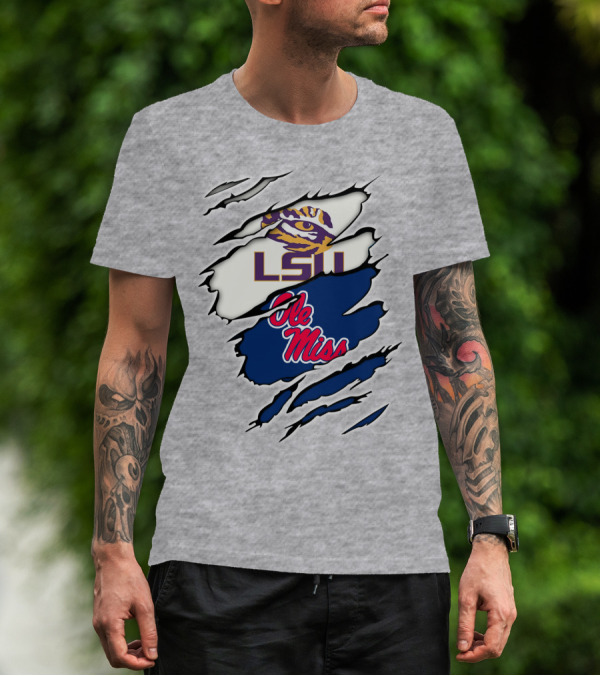 LSU Tigers Ole Miss Rebels Splattered Team T-Shirt