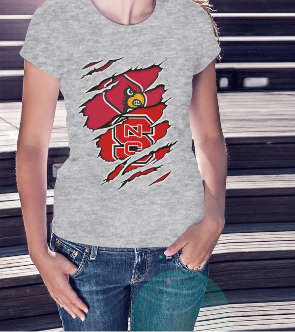 NC State Wolfpack Louisville Cardinals Torn T-Shirt